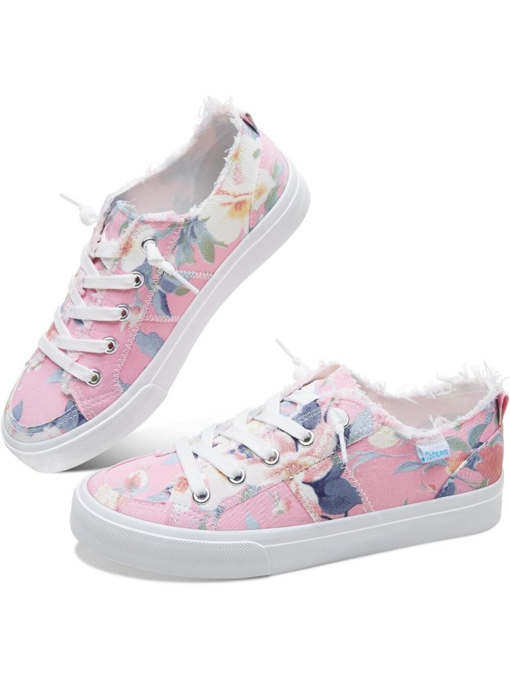 Women's Pink/Blue Play Fashion Sneakers Washed and Leopard Canvas Slip Shoes